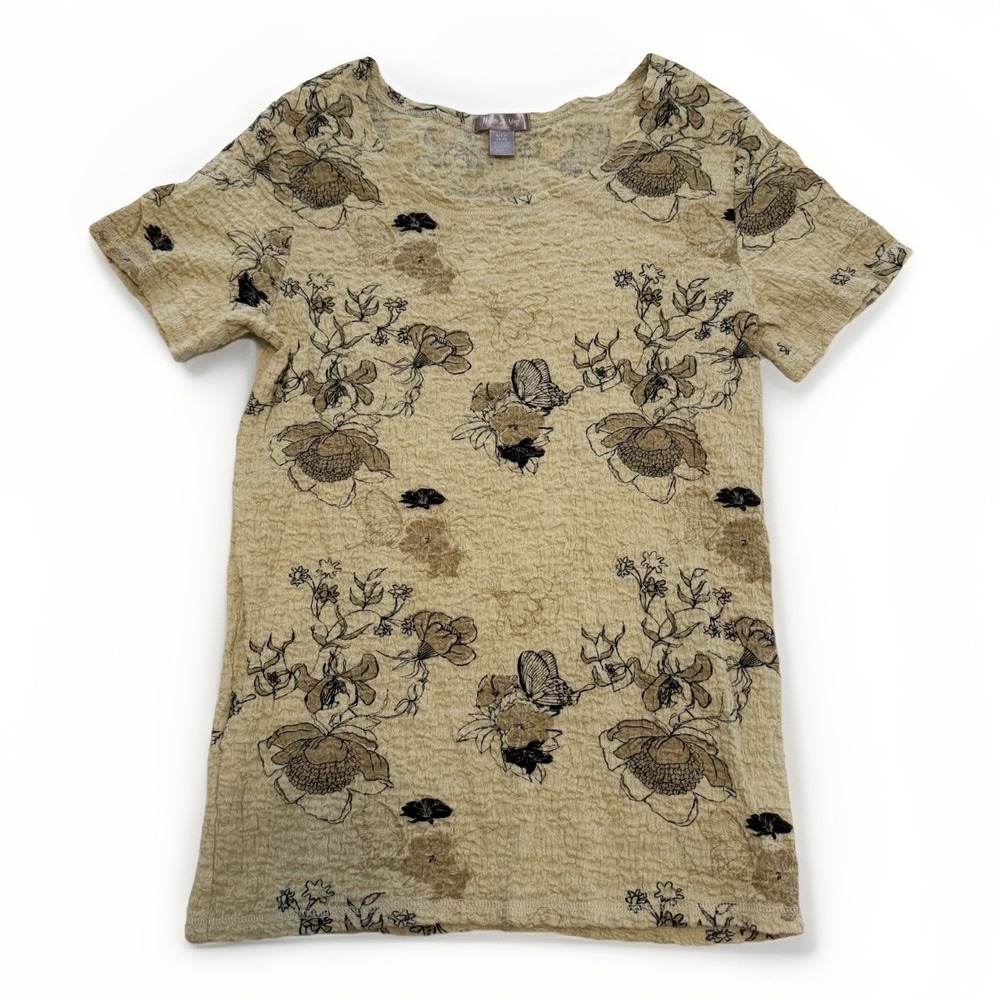 White Stag Women's Floral Crepe Top Size‎ Small-Vintage-Fairycore-Earth Tones